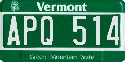 VT license plate APQ514