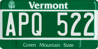 VT license plate APQ522