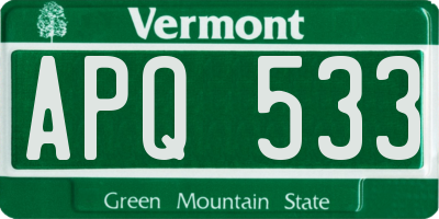 VT license plate APQ533