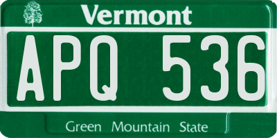 VT license plate APQ536