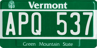 VT license plate APQ537