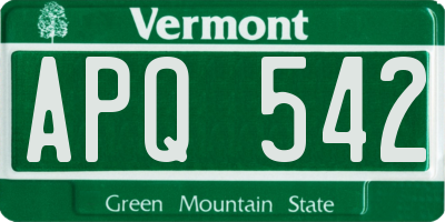 VT license plate APQ542