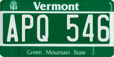 VT license plate APQ546