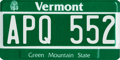 VT license plate APQ552