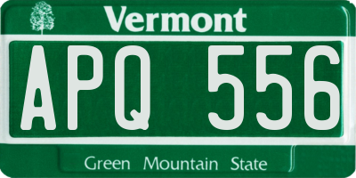 VT license plate APQ556
