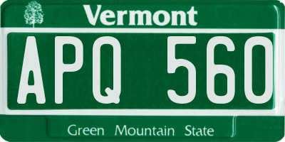 VT license plate APQ560