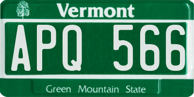 VT license plate APQ566