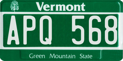 VT license plate APQ568