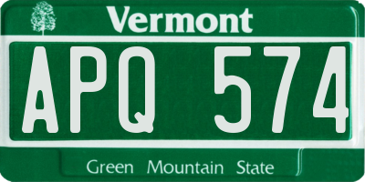 VT license plate APQ574