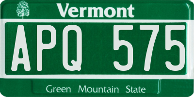 VT license plate APQ575