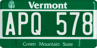 VT license plate APQ578