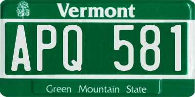 VT license plate APQ581