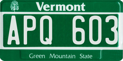 VT license plate APQ603