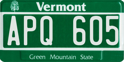 VT license plate APQ605