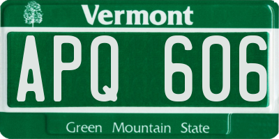 VT license plate APQ606