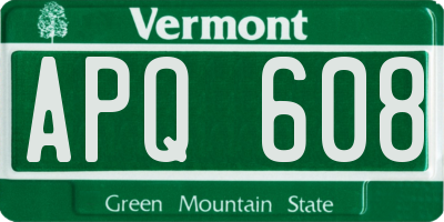 VT license plate APQ608