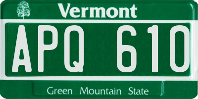 VT license plate APQ610