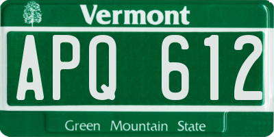 VT license plate APQ612