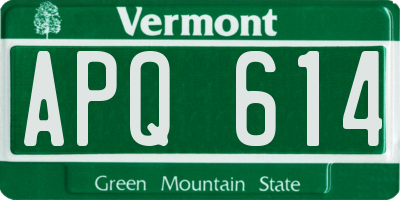 VT license plate APQ614