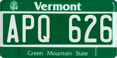 VT license plate APQ626
