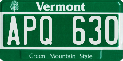 VT license plate APQ630