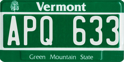 VT license plate APQ633