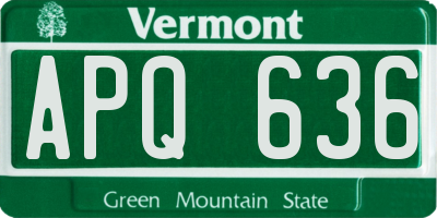 VT license plate APQ636