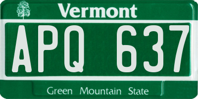 VT license plate APQ637