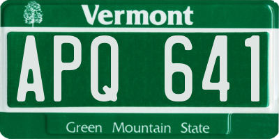 VT license plate APQ641