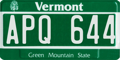 VT license plate APQ644