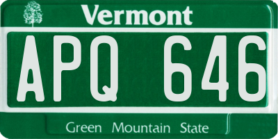 VT license plate APQ646