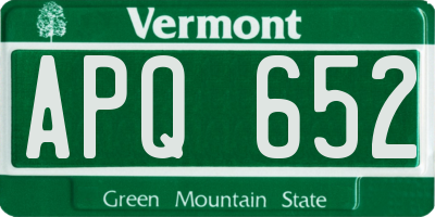 VT license plate APQ652