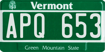 VT license plate APQ653
