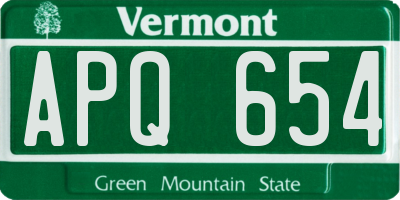 VT license plate APQ654