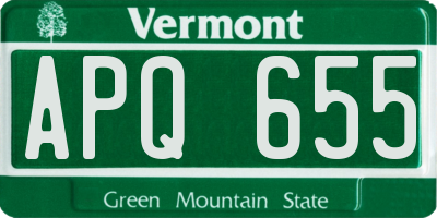 VT license plate APQ655