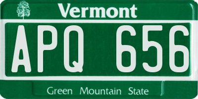 VT license plate APQ656