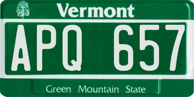 VT license plate APQ657
