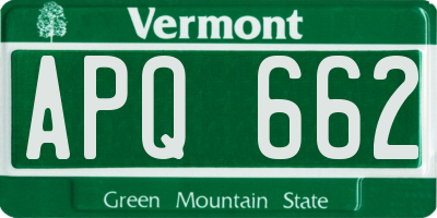 VT license plate APQ662