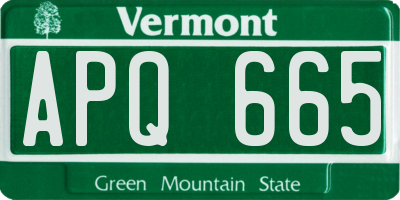 VT license plate APQ665
