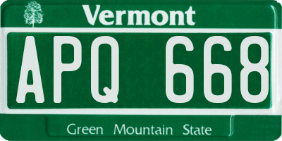 VT license plate APQ668