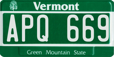 VT license plate APQ669