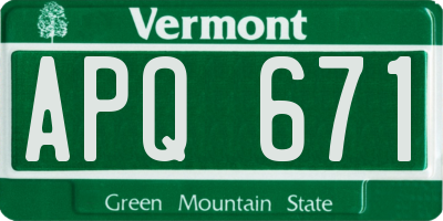 VT license plate APQ671