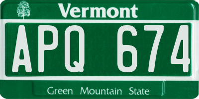 VT license plate APQ674