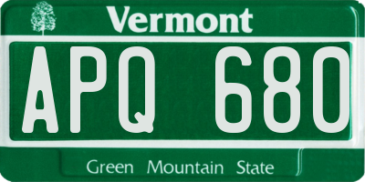 VT license plate APQ680
