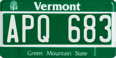 VT license plate APQ683
