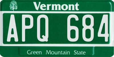 VT license plate APQ684
