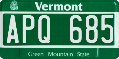 VT license plate APQ685