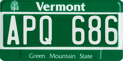 VT license plate APQ686