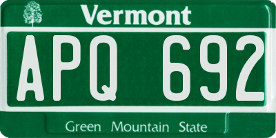 VT license plate APQ692