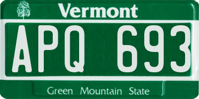 VT license plate APQ693